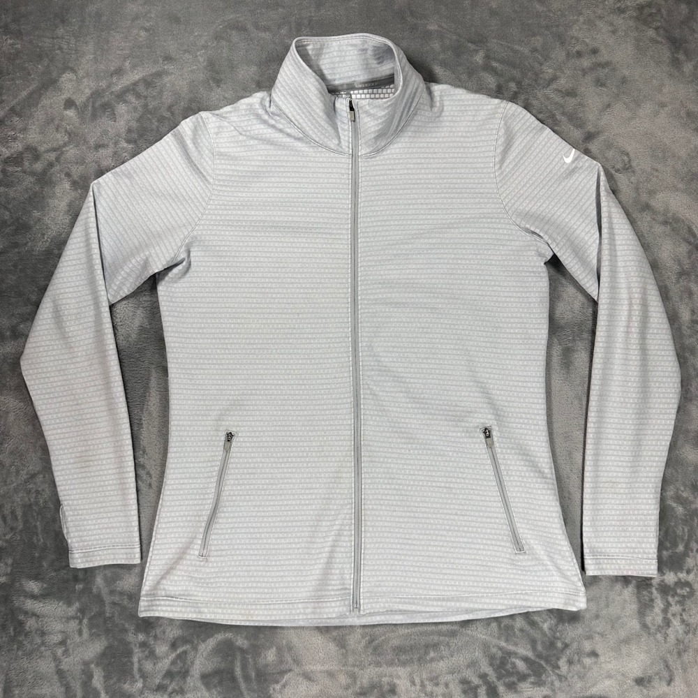 Nike Golf Dri-FIT Full Zip Jacket Womens XL Grey Textured Waffle Knit 846422-012